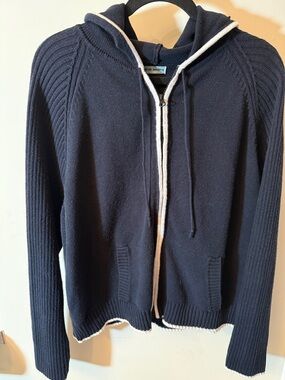 Marsh Landing Navy Zip Hoodie with Cream Trim